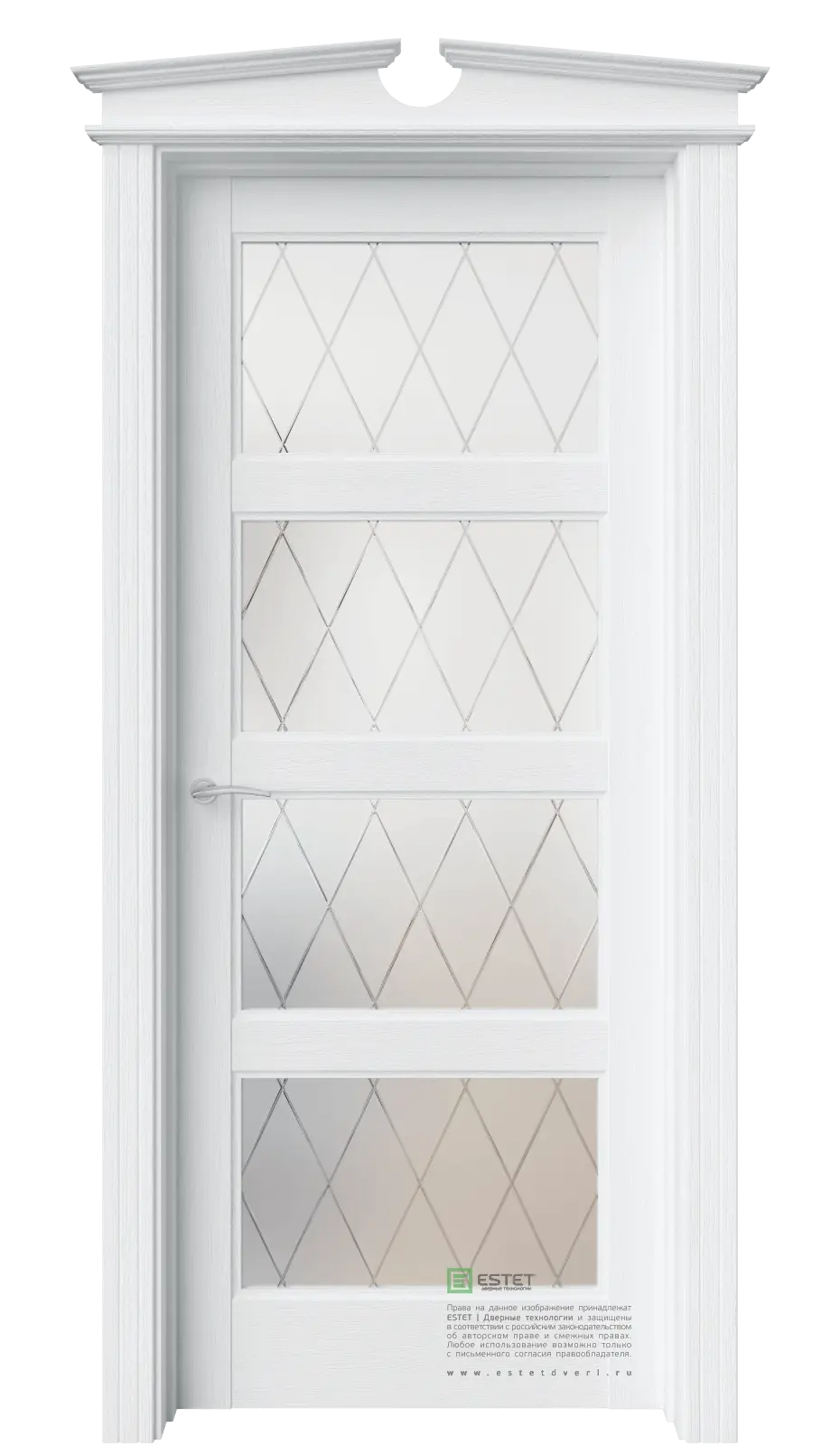 Межкомнатная дверь Соната-21 Полярный Белый с текстурой Сатинат белое гравировка