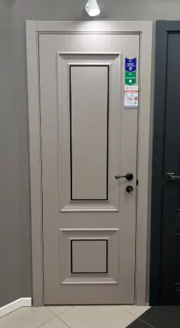 Межкомнатная дверь Нева Брюгге 3М Макиато черный молдинг Бежево-серый