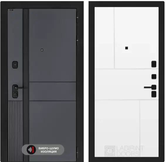 Входная дверь с шумоизоляцией Лабиринт Эволаб панель 21 белый софт