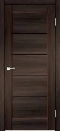 Межкомнатная дверь PREMIER 1 Орех Каштан ст.Лакобель черный Темно-коричневый Лакобель черный