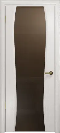 Межкомнатная дверь Плаза ПО бронзовое стекло,шпон: ясень тон 6 белый Белый