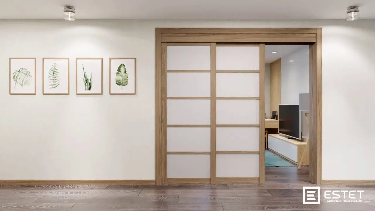 Дверная перегородка каскадная из 3-х створок