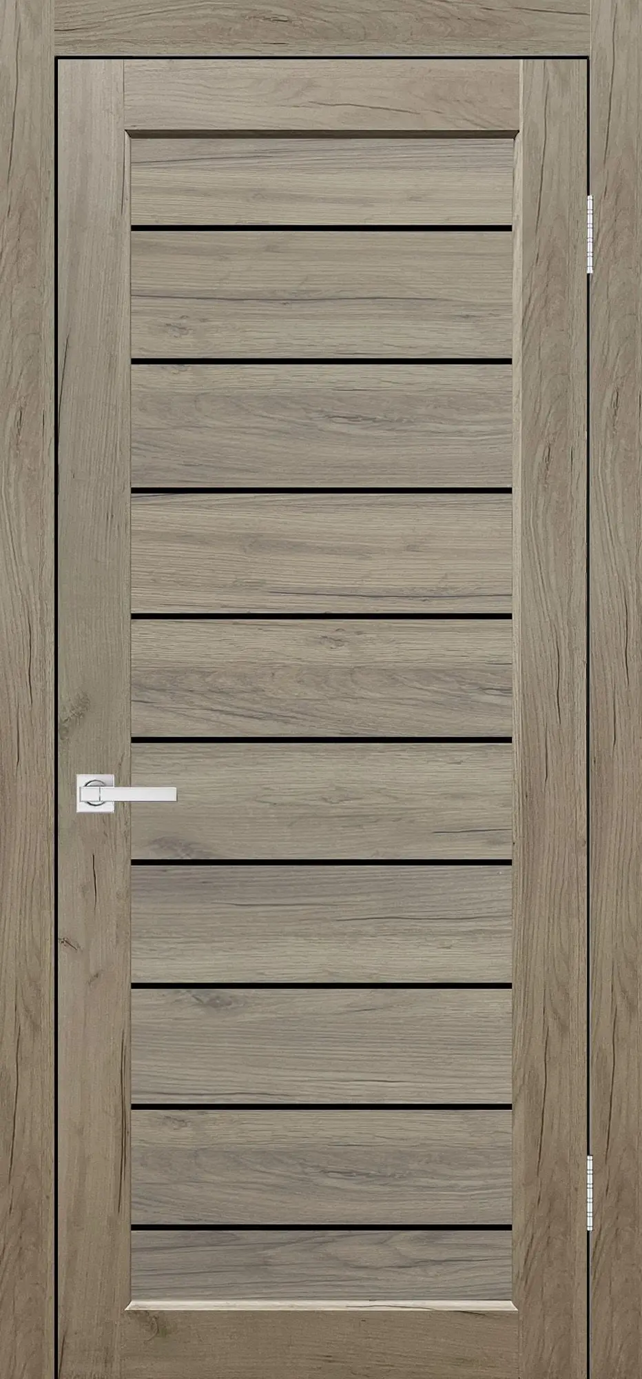 Межкомнатная дверь YD Евро 26 Дуб крафт серый Бежево-серый Лакобель черный