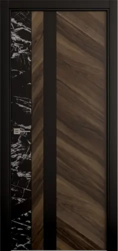 Межкомнатная дверь Каррара-8 амер. орех/мрамор черный Коричневый