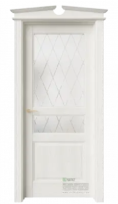 Межкомнатная дверь Соната-6 Дворцовое дерево ст.3 Патина Сатинат белое гравировка