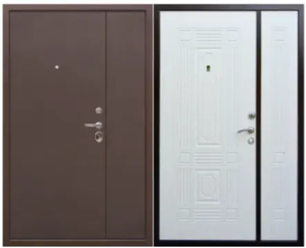 Металлическая дверь двустворчатая Антик медь 1200,1300