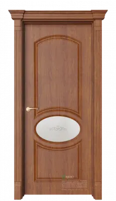 Межкомнатная дверь Эври-2 Золотой дуб Коричневый Сатинат белое витраж прозрачный