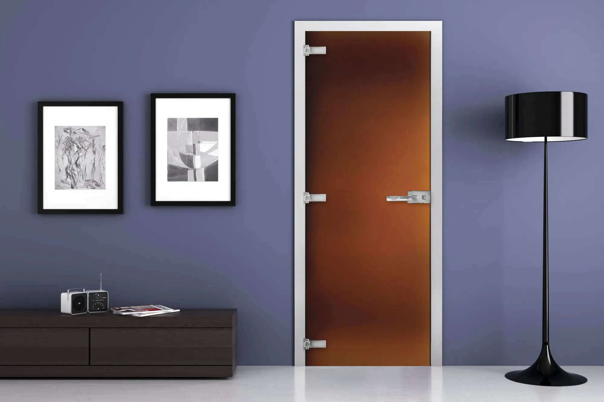 Дверь стеклянная MG-00 матовая бронза