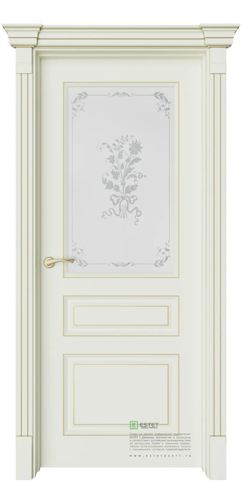 Межкомнатная дверь Мирбо-3 Фрезия Ваниль Слоновая кость