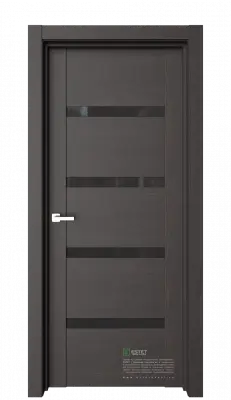 Межкомнатная дверь Тренд Т10 Венге-горизонт Венге Лакобель черный