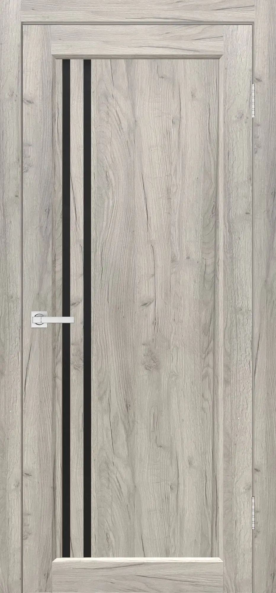 Межкомнатная дверь YD Евро 11 дуб крафт белый Светло-серый LACOBEL Черный лак