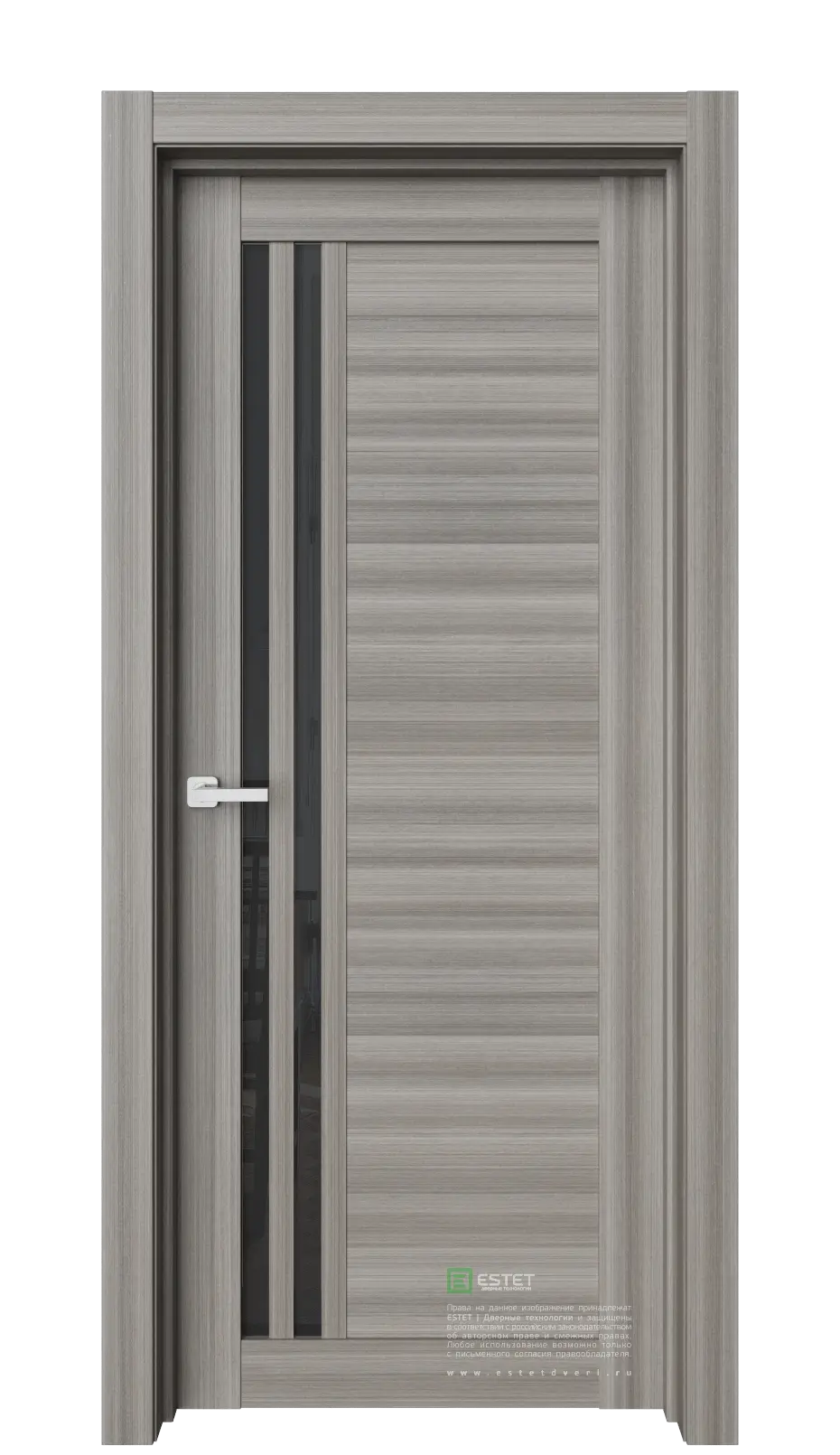 Межкомнатная дверь Роял-R34 Керамик Серый Лакобель черный