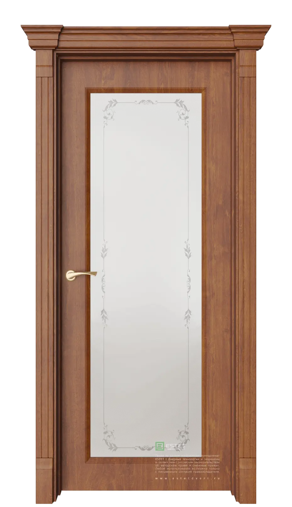 Межкомнатная дверь Монторо-2 Вереск Золотой дуб Коричневый Сатинат белое пескоструй