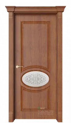 Межкомнатная дверь Шарм-2 Золотой дуб Коричневый Сатинат белое витраж прозрачный