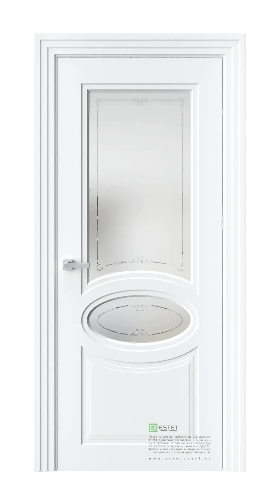 Межкомнатная дверь N40 RAL9003 Белый Сатинат белое витраж прозрачный