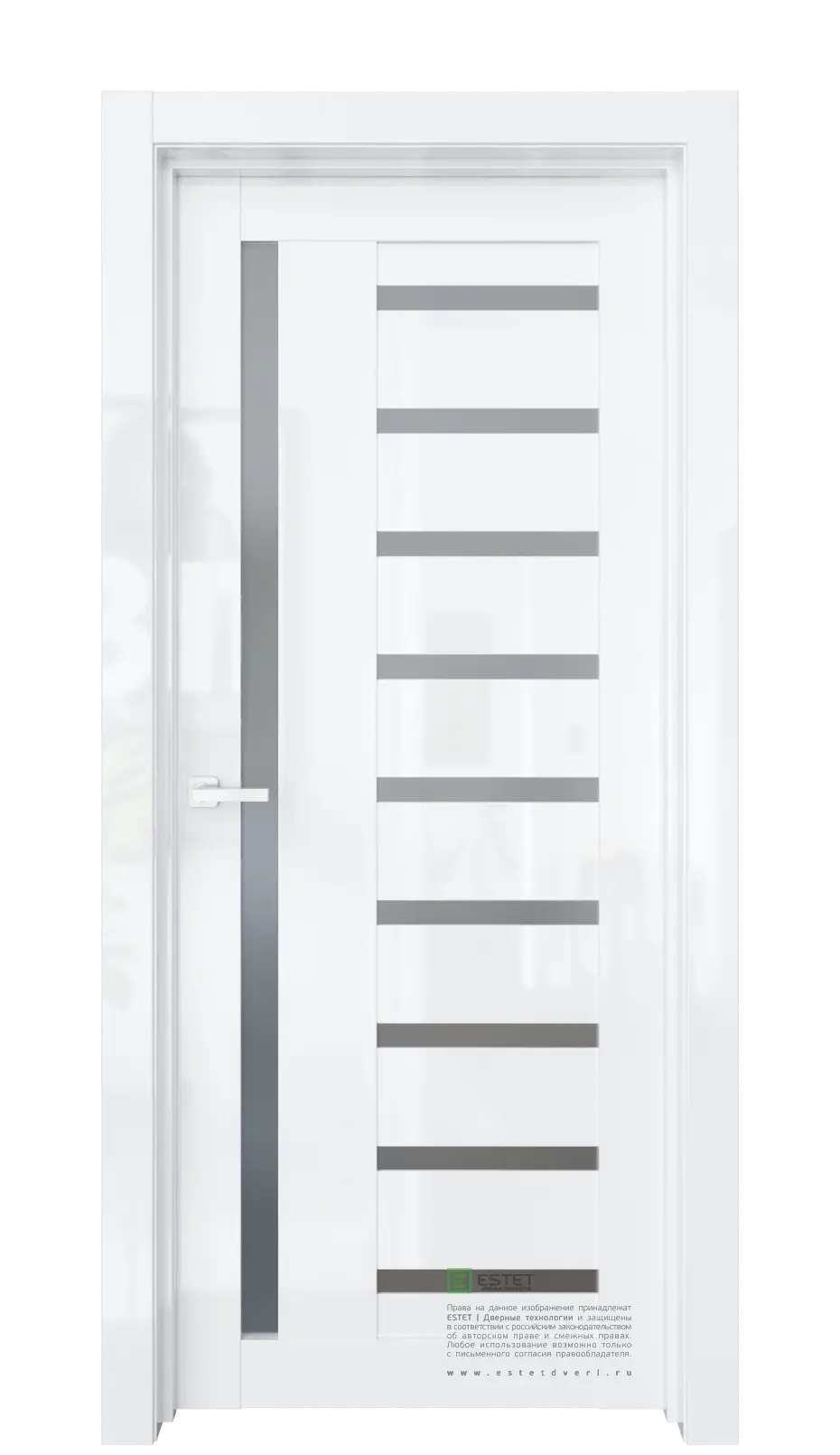 Межкомнатная дверь Роял-R21 Белый глянец Белый Сатинат графит