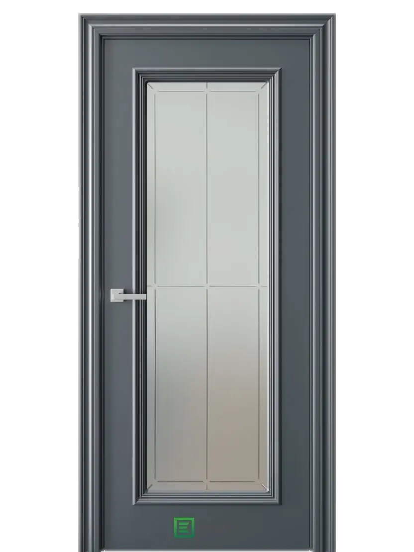 Межкомнатная дверь GL2 RAL7016 Сатинат белый Графит Сатинат белый