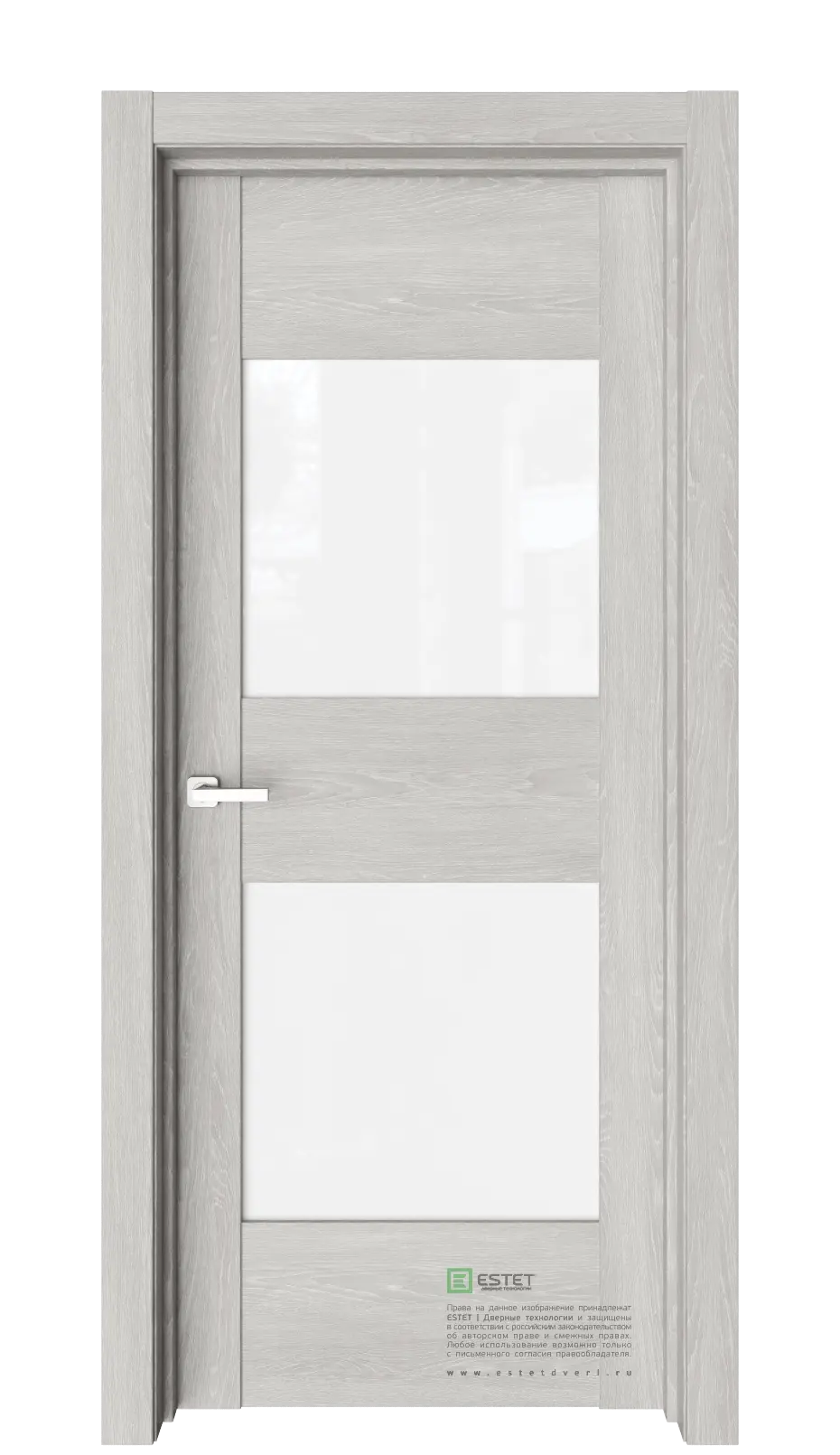 Межкомнатная дверь Версо В21 Дуб серый Серый Триплекс белоснежный