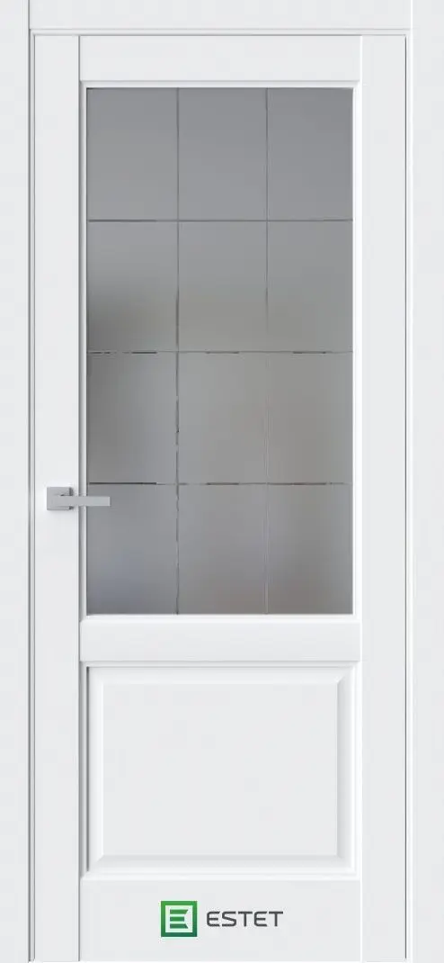 Межкомнатная дверь Соната-4 Айс Графит ст 1 Белый Сатинат графит