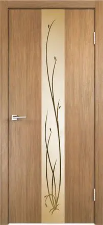 Межкомнатная дверь SMART Z2 Дуб Золотой ст.зеркало веточки серебро Коричневый Зеркало веточки серебро