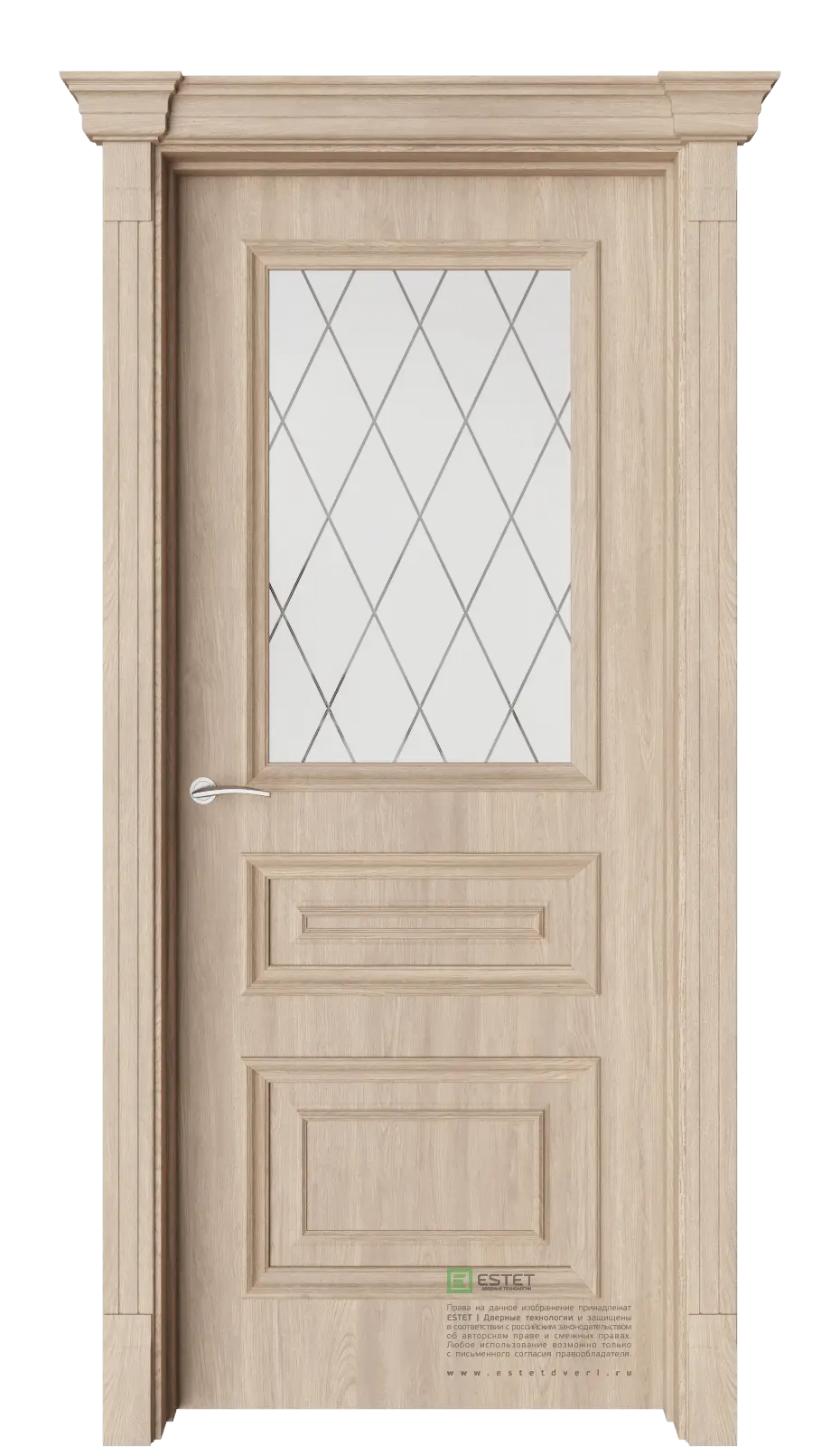 Межкомнатная дверь GE7M Брандо Дуб Сатинат белое гравировка