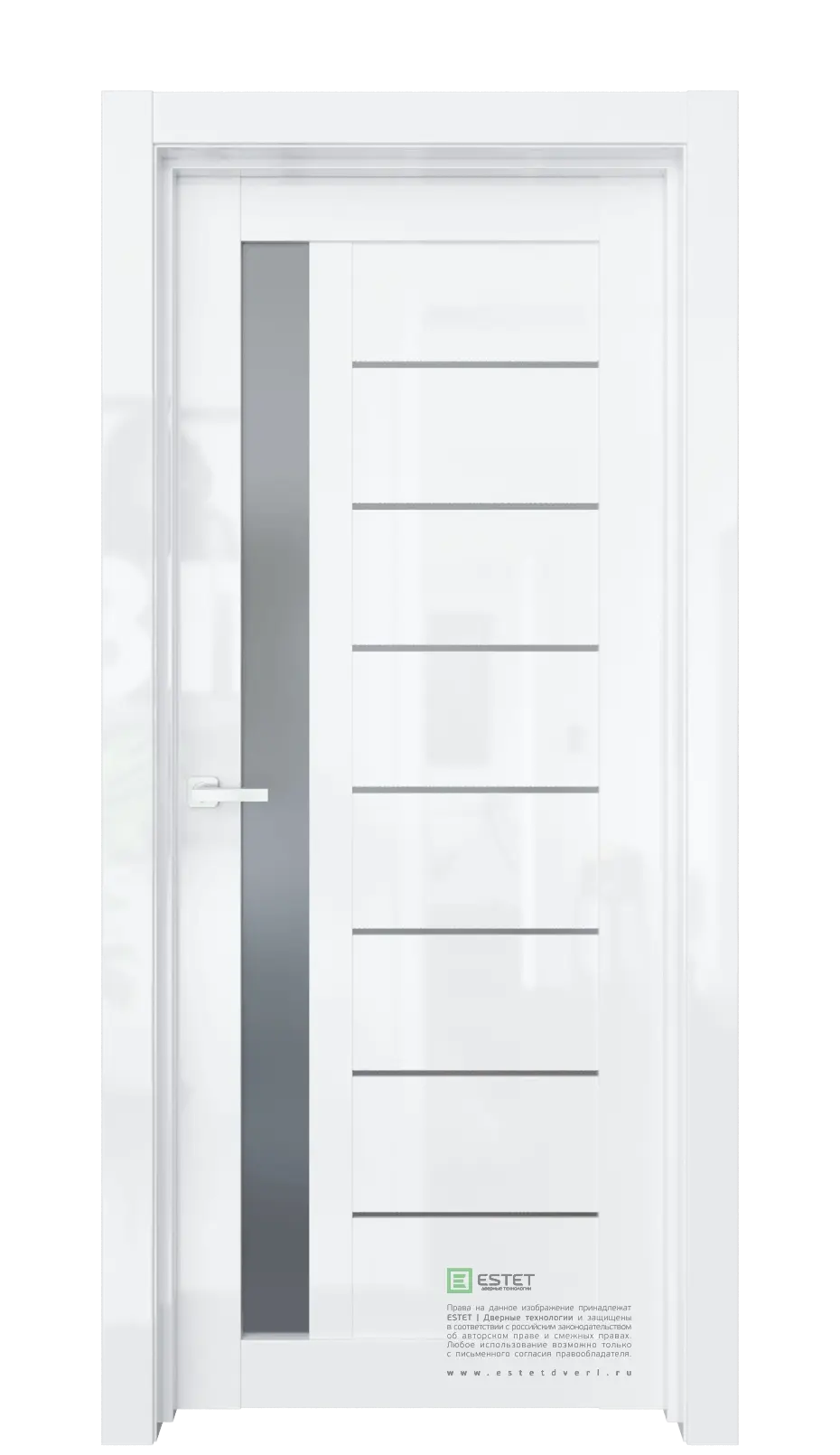 Межкомнатная дверь Роял-R37 Белый глянец Белый Сатинат графит