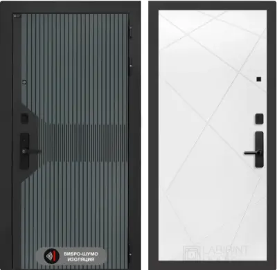 Входная дверь с электронным замком Лабиринт Смартлаб / 10 белый рельеф софт с молдингом