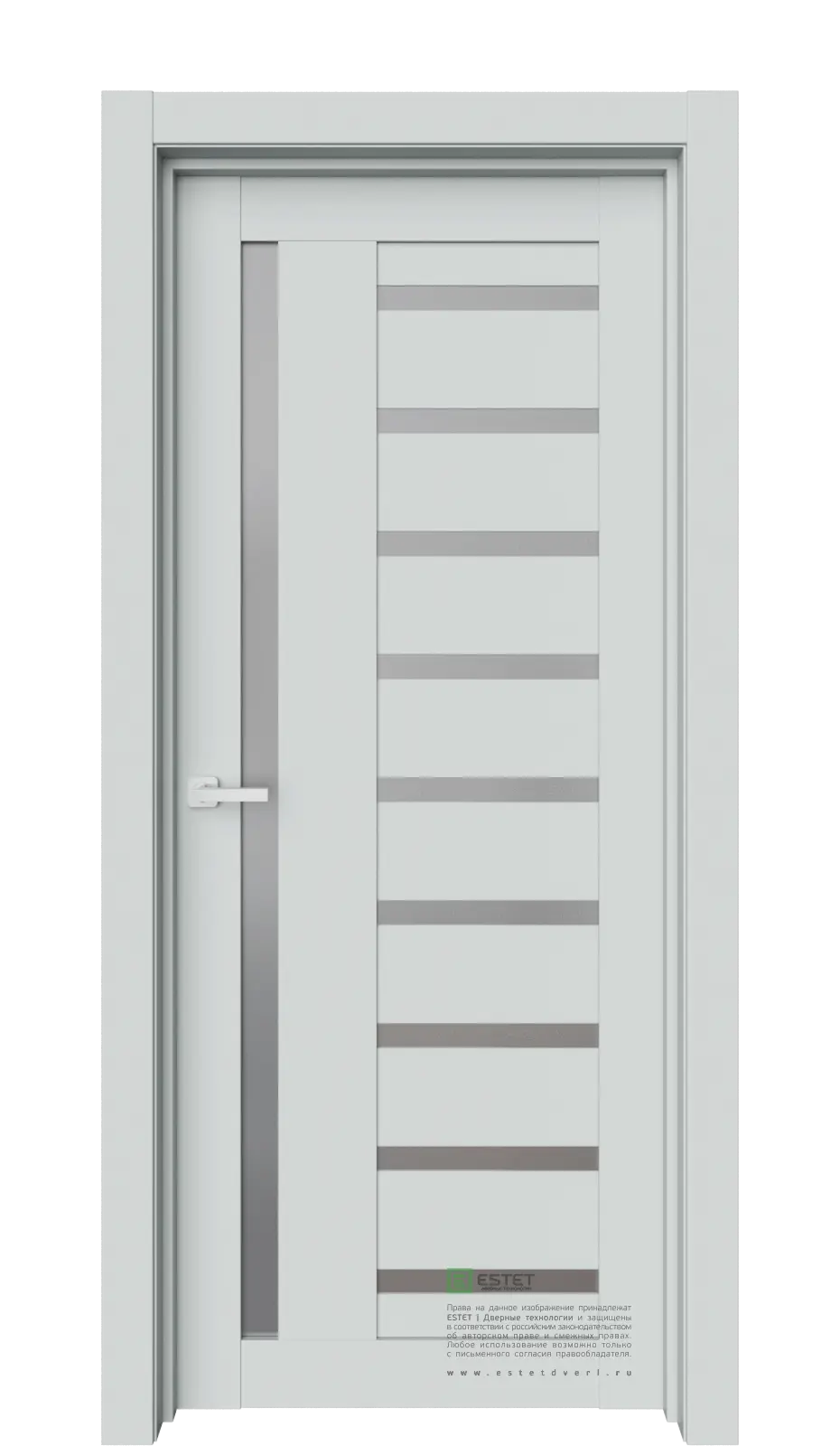 Межкомнатная дверь Роял-R21 Адамант Светло-серый Сатинат графит