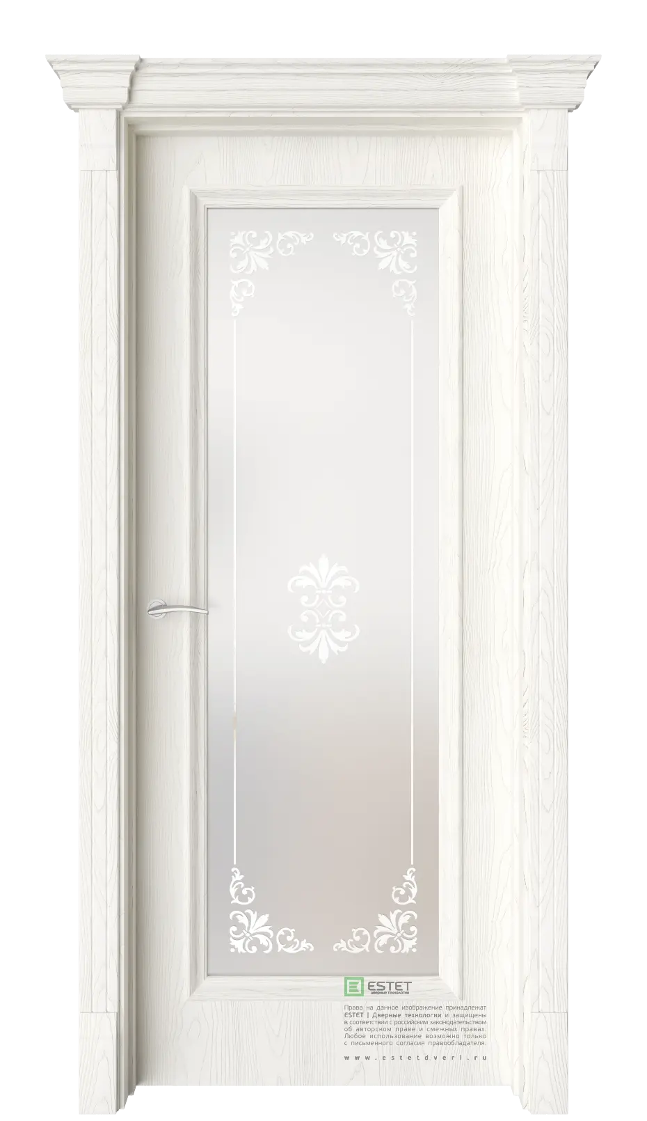 Межкомнатная дверь GE2 Дворцовое дерево Патина Сатинат белое сияние