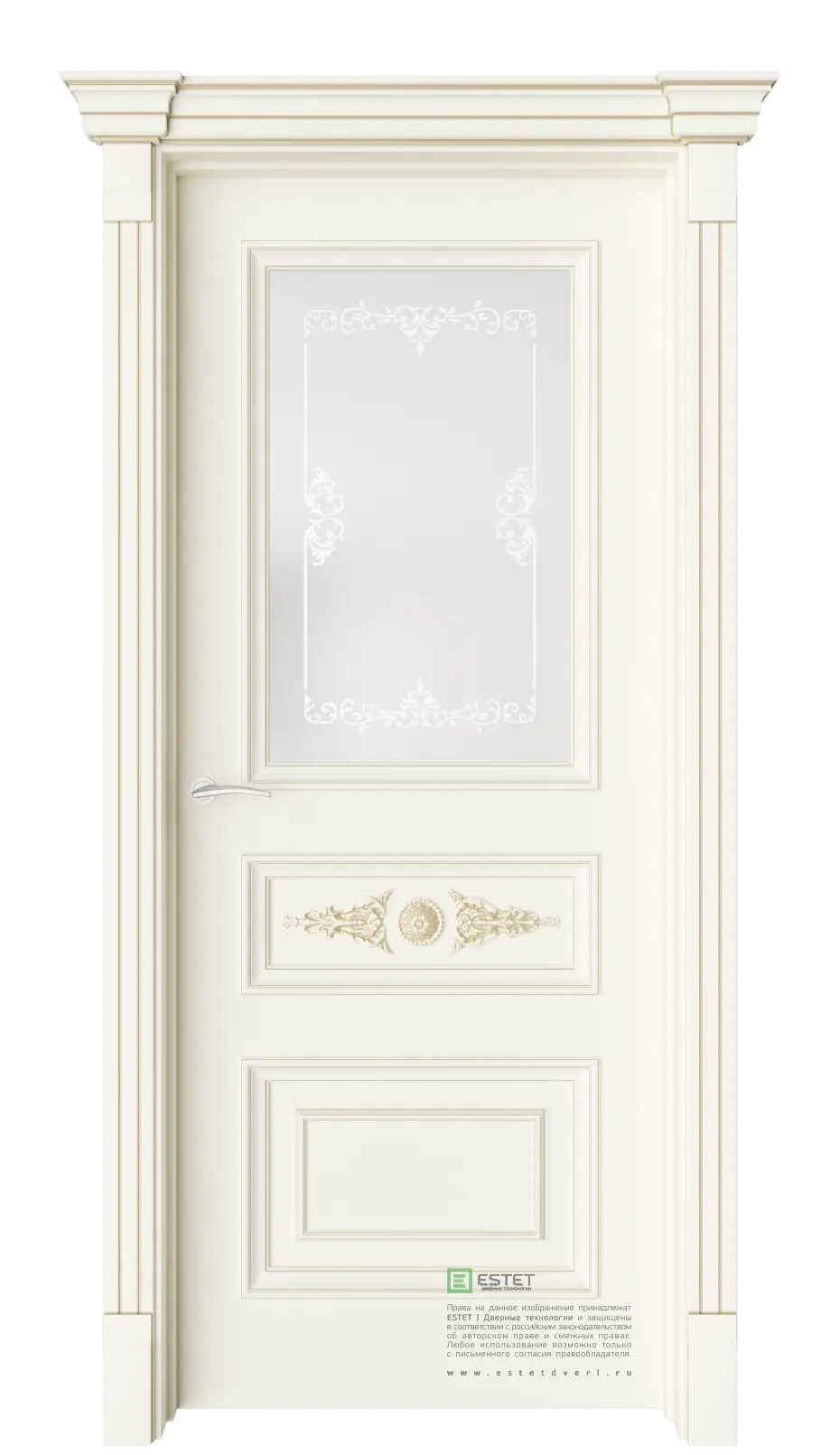 Межкомнатная дверь GE7M Elegant Ваниль Слоновая кость Сатинат белое сияние 2