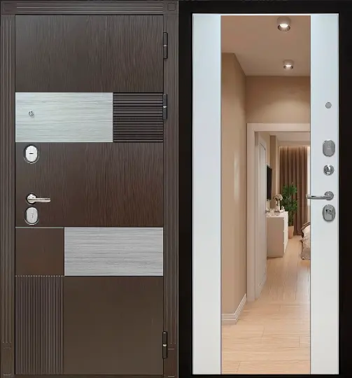 Металлическая дверь STR Вена зеркало Оптима