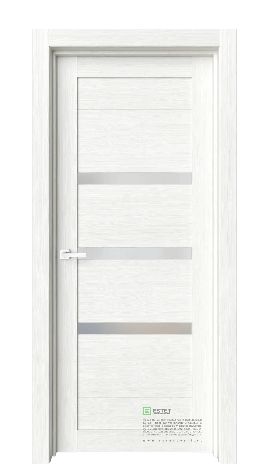 Межкомнатная дверь Роял-R2 Ясень жемчуг Светлый Сатинат белый