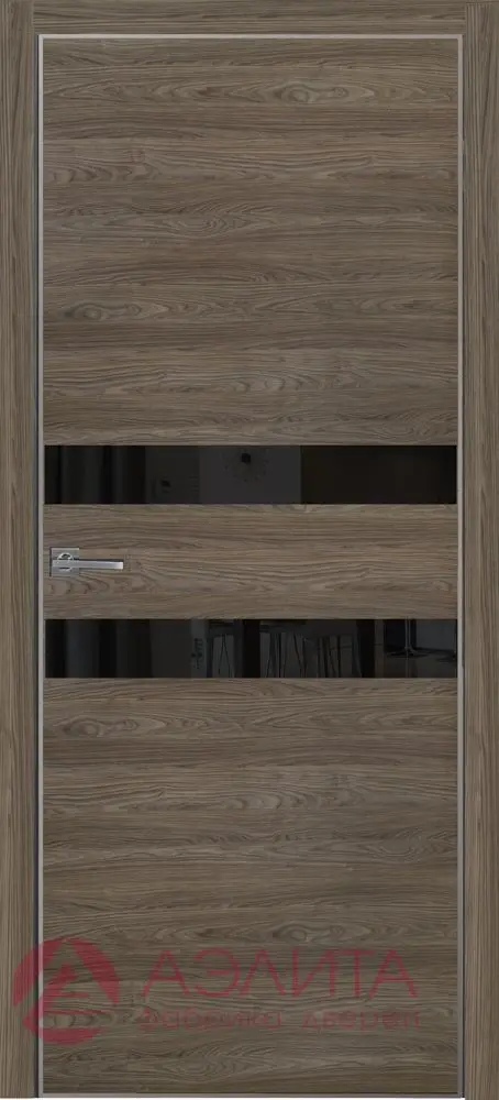 Межкомнатная дверь Альфа 14 Коричневый LACOBEL Черный лак