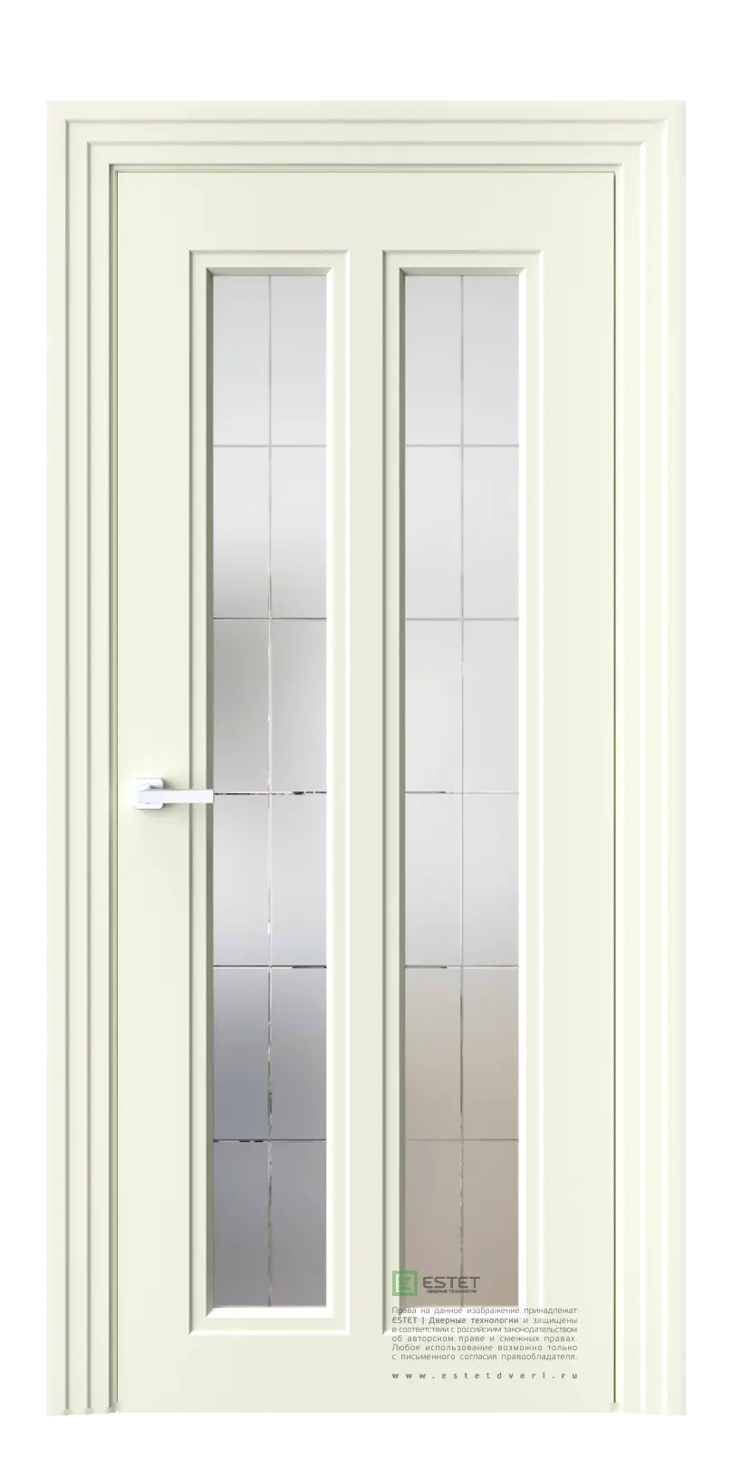 Межкомнатная дверь N21 PESCHANIY Слоновая кость Сатинат белое гравировка