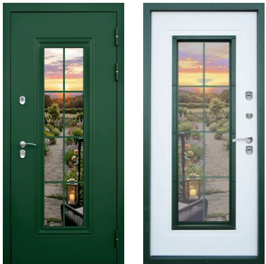 Входная дверь Термо со стеклом Броня Консул 4 RAL 6005