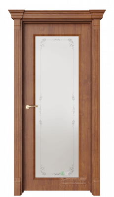 Межкомнатная дверь Монторо-2 Вереск Золотой дуб Коричневый Сатинат белое пескоструй