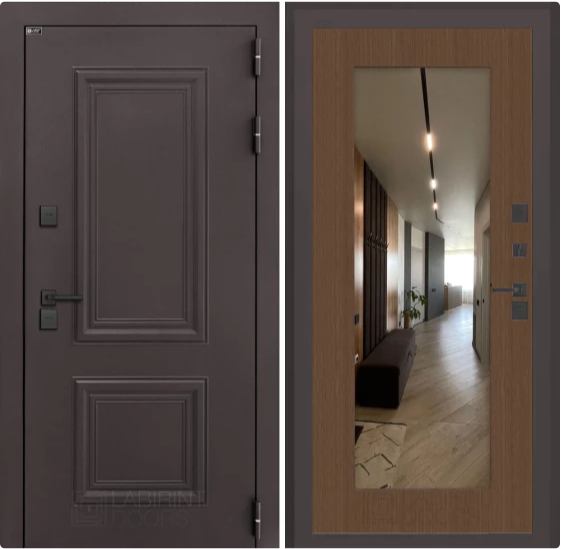 Входная дверь с терморазрывом Лабиринт Полярис лайт 8019 панель 18 дуб кантри темный