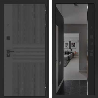 Входная дверь с шумоизоляцией Лабиринт Бункер 05 панорама черный кварц