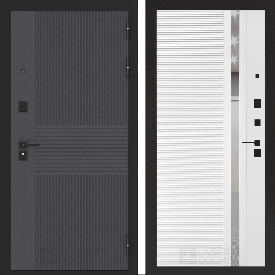 Входная дверь с шумоизоляцией Лабиринт Бункер 05 панель 31 белый софт