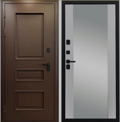 Входная дверь с терморазрывом ДИВА Хельсинки RAL8017 зеркало