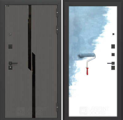 Входная дверь с шумоизоляцией Лабиринт Карбон 28 грунт