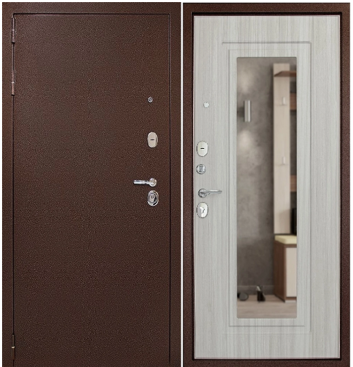 Входная дверь эконом ДК-Рубикон Зеркало Сандал
