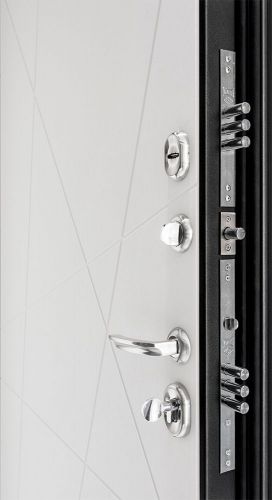 Входная дверь с зеркалом и шумоизоляцией ДК-9 лофт белый 655