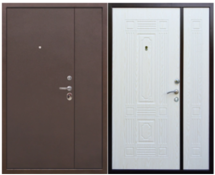 Металлическая дверь двустворчатая Антик медь 1200,1300