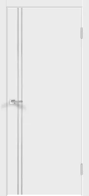 Дверь FLAT М2 УФ-эмаль белая, хром молдинг