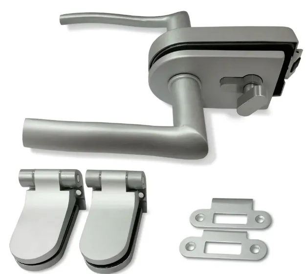 Комплект для стеклянной двери К-2 с ключами анод алюминий