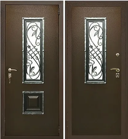 Входная дверь со стеклом Гранит Коттедж