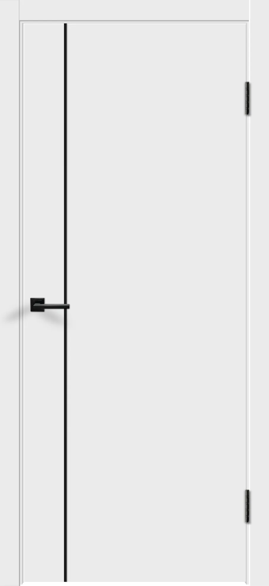 Дверь FLAT М1 УФ-эмаль белая, черный молдинг